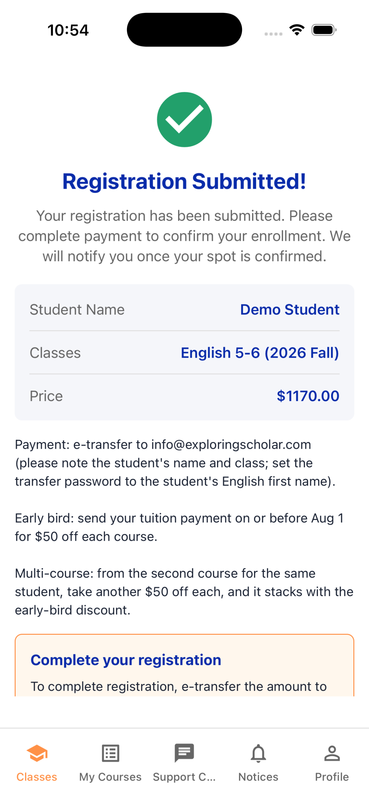 4. Review the confirmation and payment info