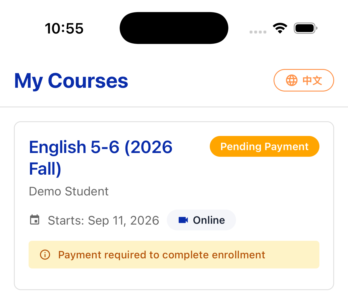 Check your registration status under My Courses